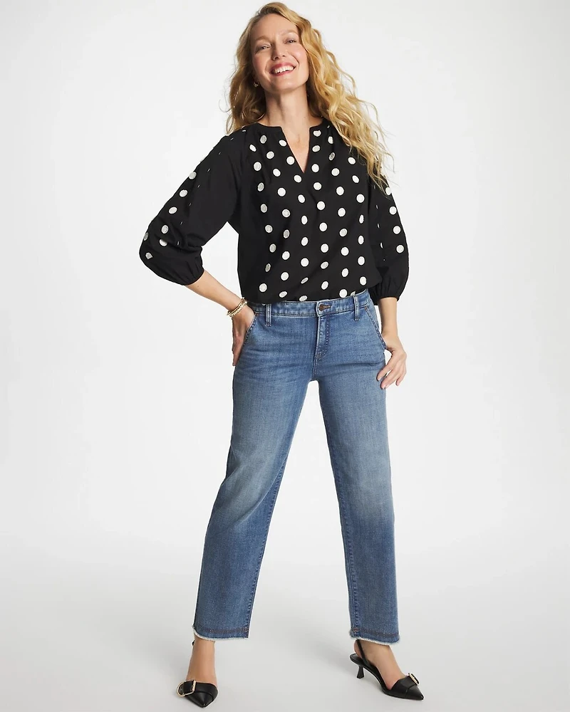 Textured Polka Dot Blouse