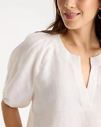 Linen Trapunto Popover Top