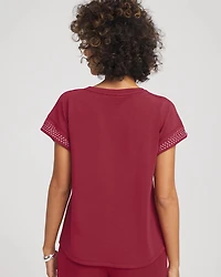 Zenergy® Scuba Embellished Short-Sleeve Top