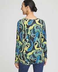 Scroll Print V-Neck Sweater