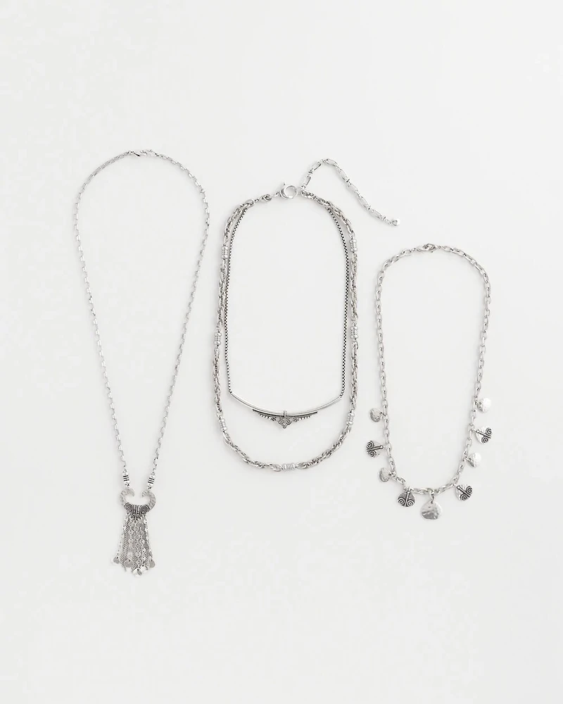 Multi Strand Silver Tone Convertible Necklace
