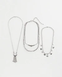 Multi Strand Silver Tone Convertible Necklace