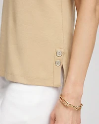 Sleeveless V-Neck Button Tank