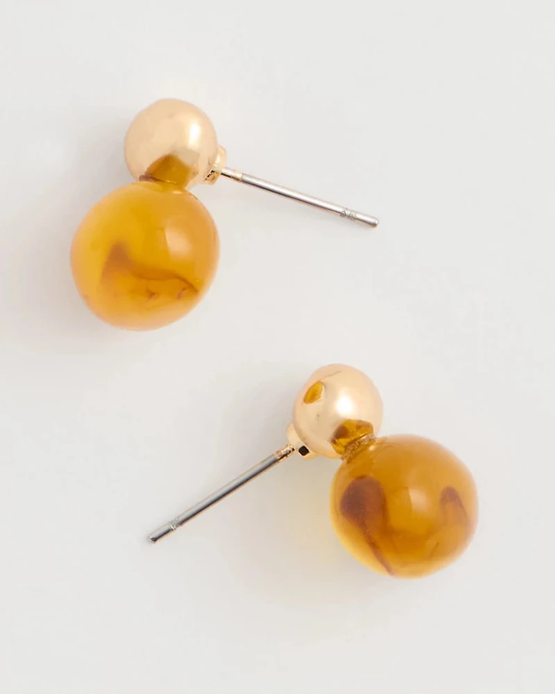 Amber Resin Stud Earrings