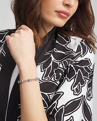 Silver-tone Medium Bead Stretch Bracelet