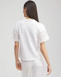 Pointelle Knit Pullover Sweater