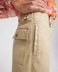 Petite Canvas Cargo Wide-Leg Pants