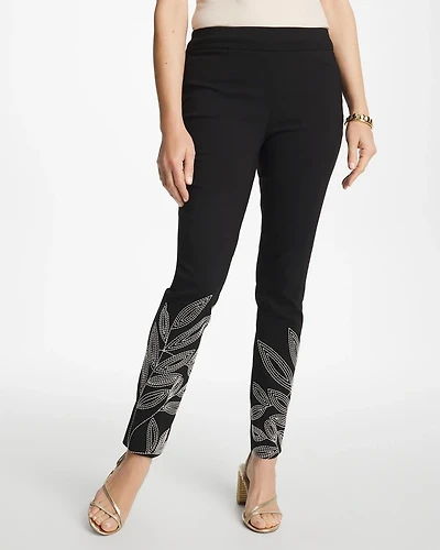 Floral Soutache Brigitte™ Slim Pull-On Ankle Pants