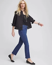 Poplin Embroidered-Hem Shirt