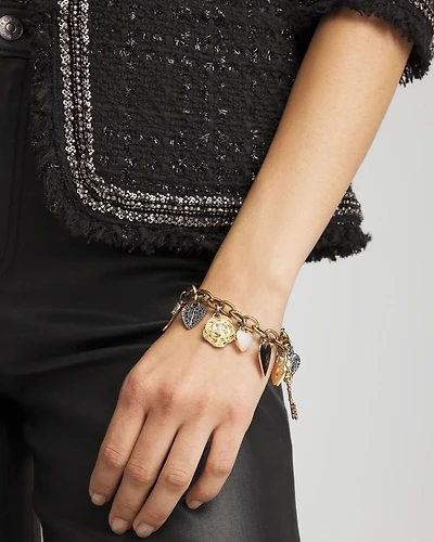 Mixed-Metal Heart Charm Bracelet