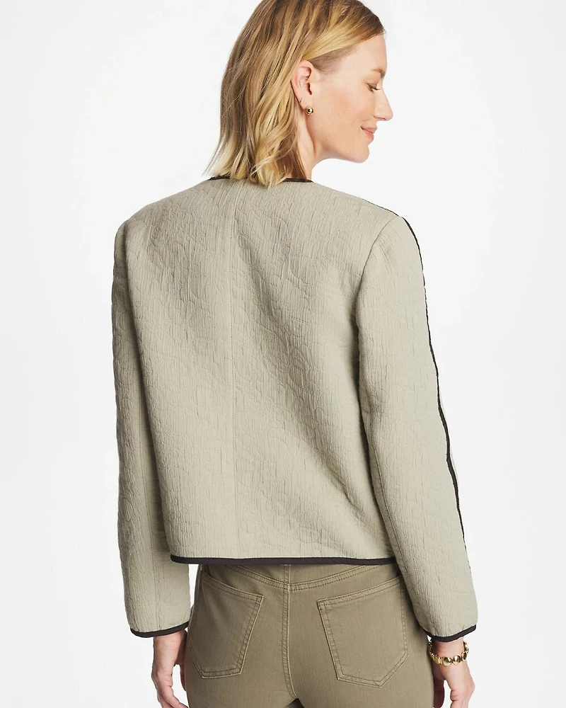 Collarless Quilted Box Jacket