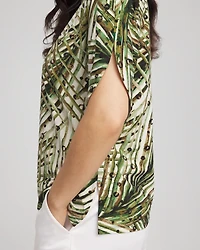 Palm-Frond-Motif Jersey Dolman Tee