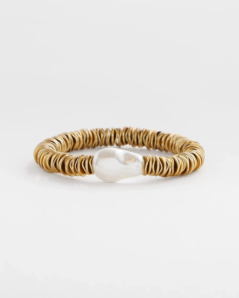 Modern Pearl Goldtone Bracelet