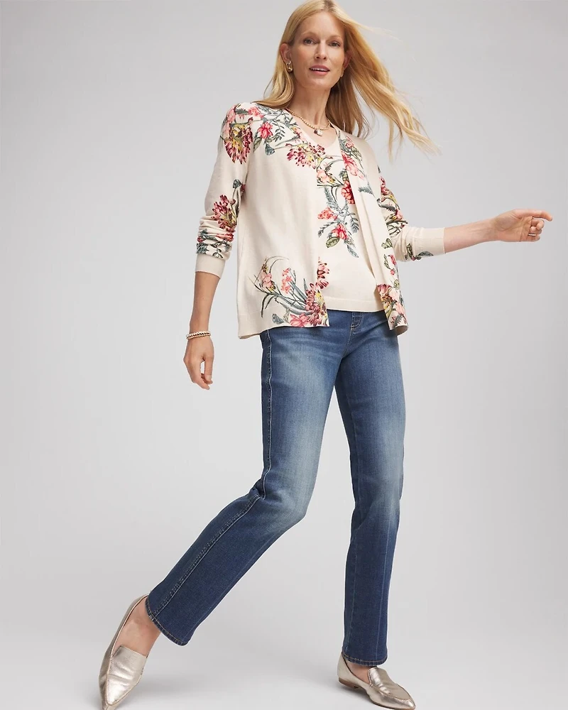 Pull-On Straight-Leg Jeans