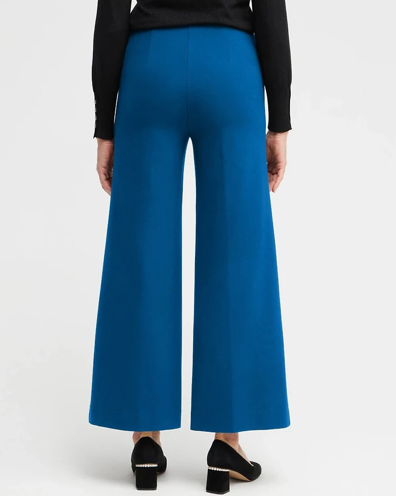 Ponte Pintuck Wide Leg Ankle Pants
