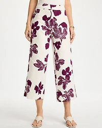 Girlfriend Pull-On Printed Wide Crop Jeans