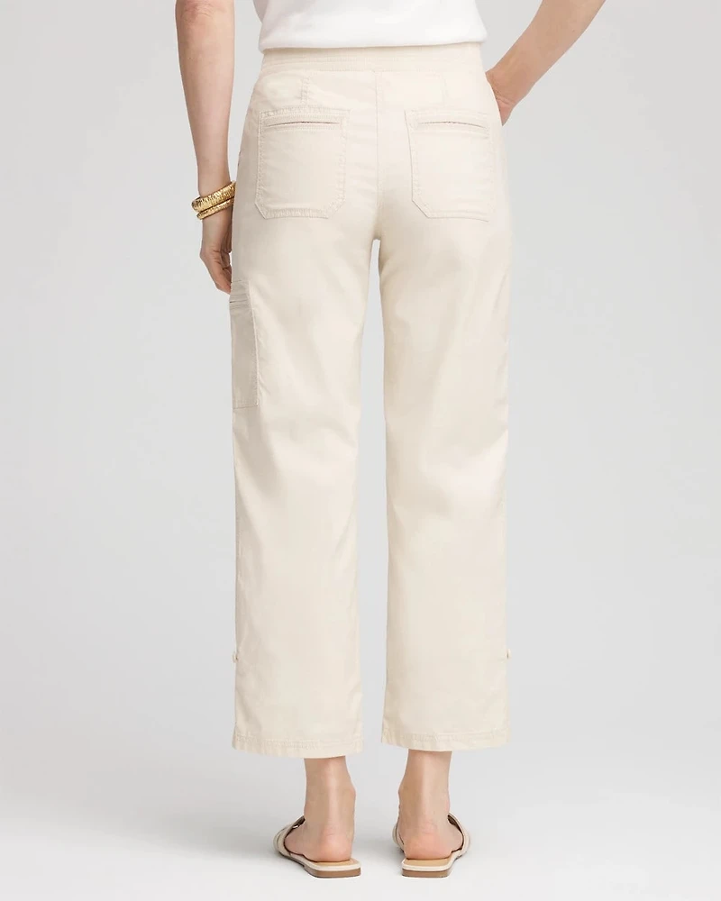 Poplin Cropped Roll Tab Pants
