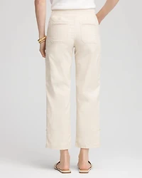 Poplin Cropped Roll Tab Pants