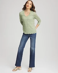 Lace Scallop-Hem Knit Tee