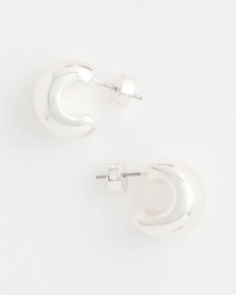 Silvertone Mini Hoop Earrings