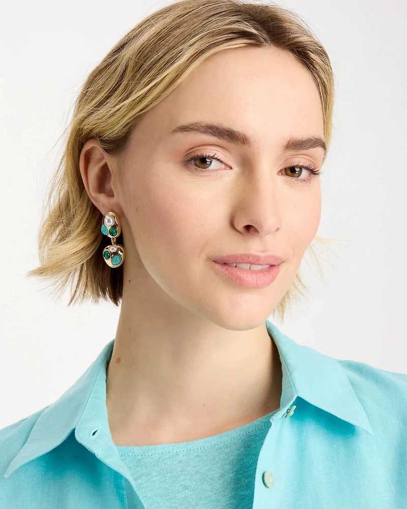 Blue Pearl Cab Drop Earrings