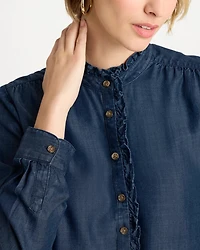 Tencel Denim Ruffled Popover Shirt