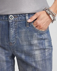 Petite Girlfriend Silver Coated Ankle Jeans