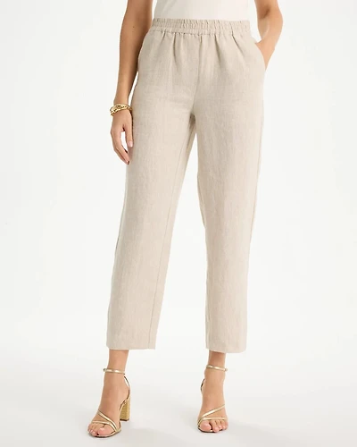 Linen Straight Tapered Ankle Pants