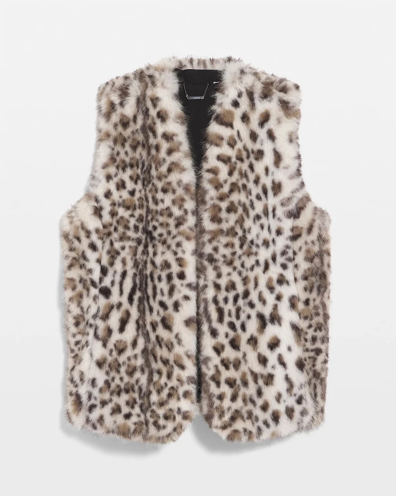 Snow Leopard Faux Fur Vest