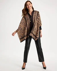 Tipped Animal Jacquard Reversible Ruana