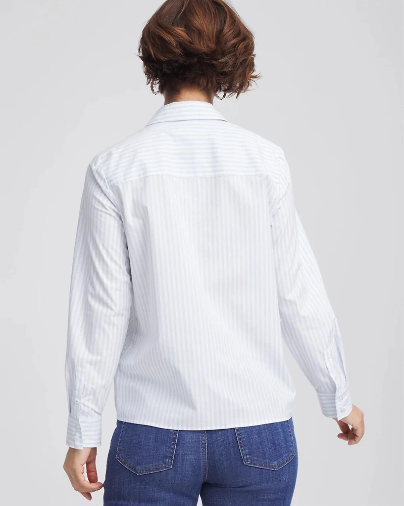 Floral Stripe Poplin Collared Shirt