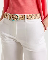 Raffia Wrapped Multi-Color Stretch Belt