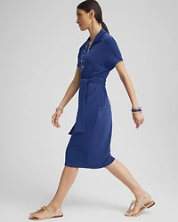 Travelers™ Belted V-Neck Collared Dress