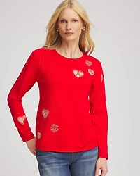 V-Day Embroidered Heart Pullover