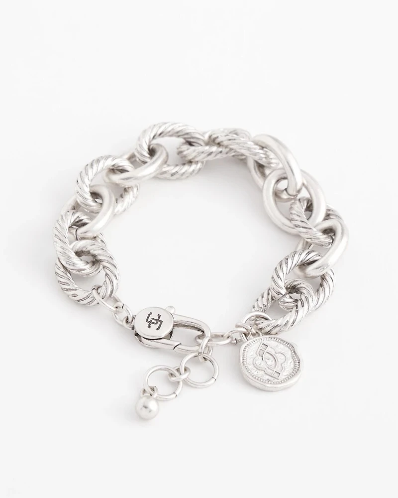 Silver-tone Textured Chain Bracelet