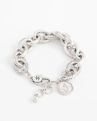 Silver-tone Textured Chain Bracelet