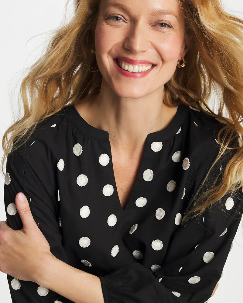 Textured Polka Dot Blouse