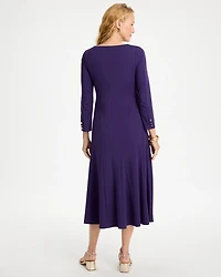 Ponte Godet Long-Sleeve Dress