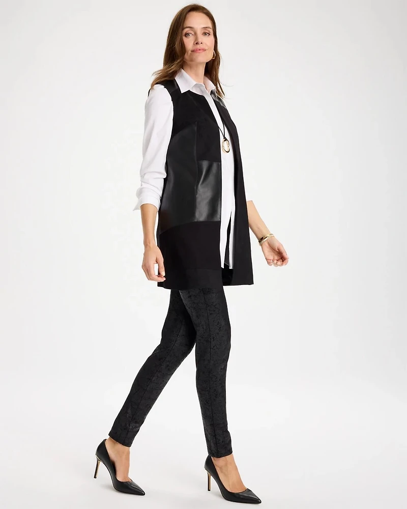 Faux Suede Ponte Long Vest
