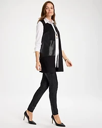 Faux Suede Ponte Long Vest