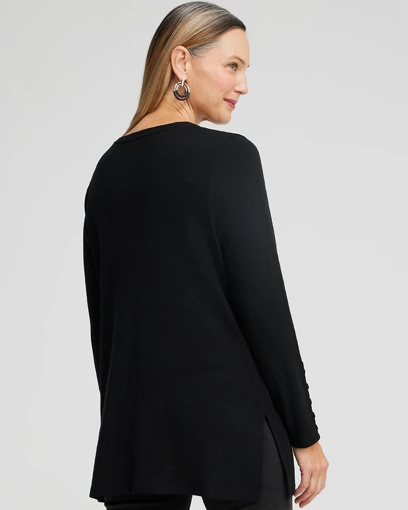 Button Detail V-neck Tunic