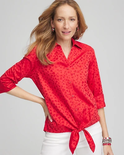 No Iron™ Valentine's Day Tie-Front Top