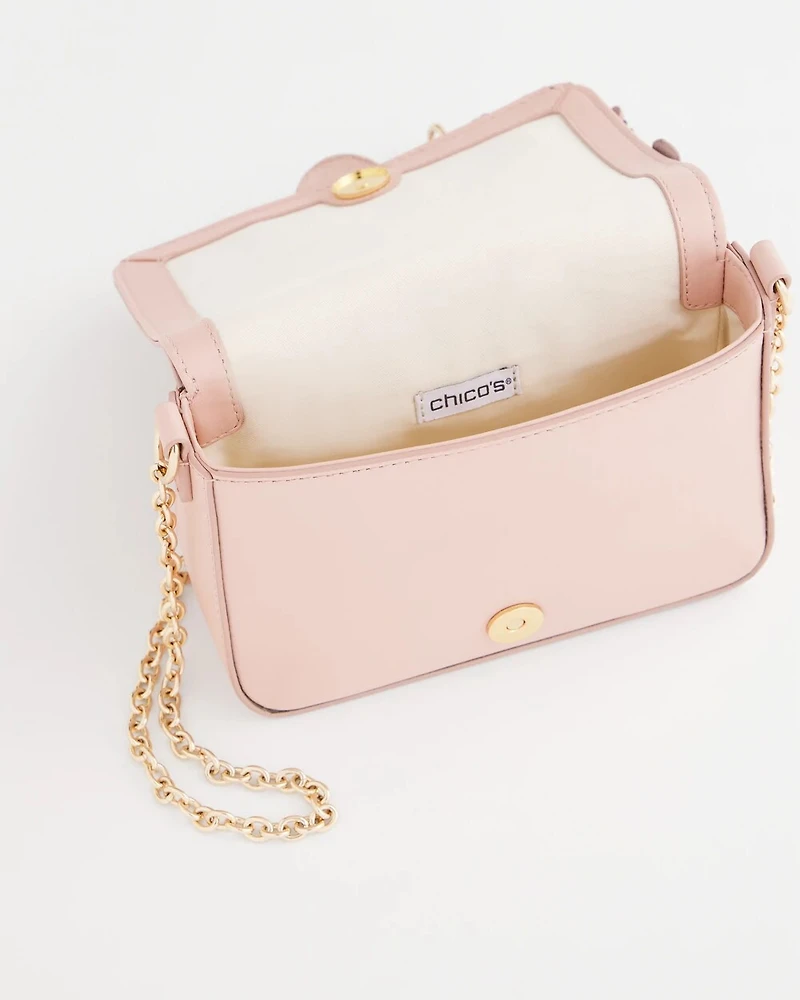 Floral Appliqué Leather Crossbody Bag