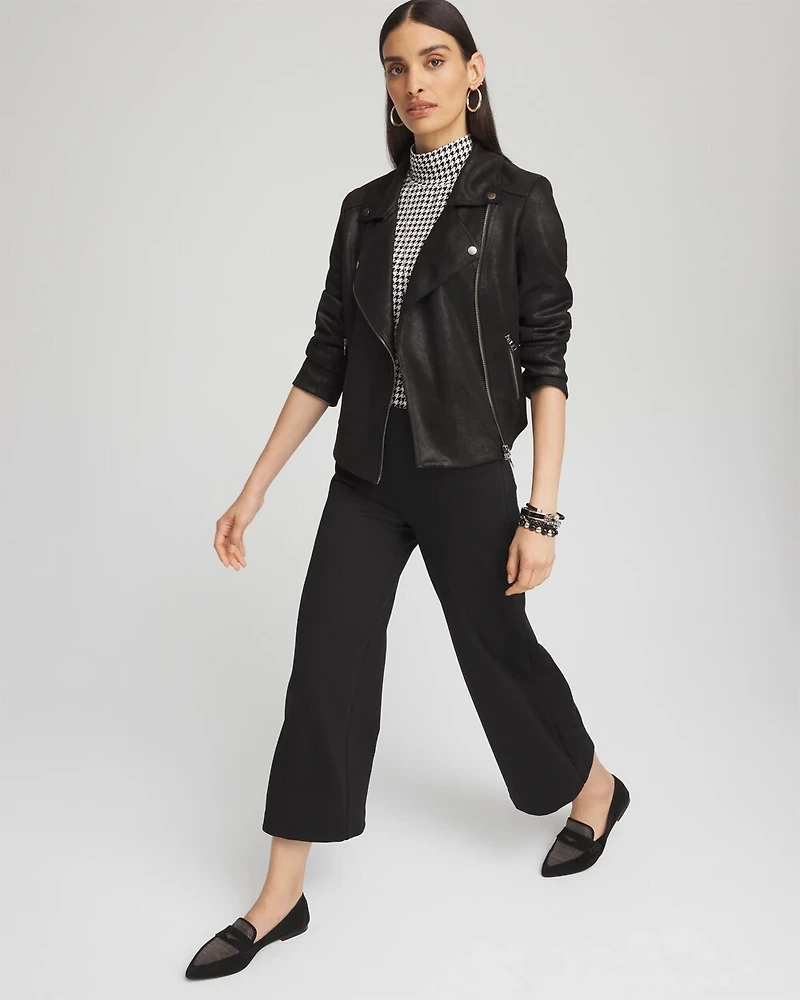 Stretch Faux Suede Moto Jacket