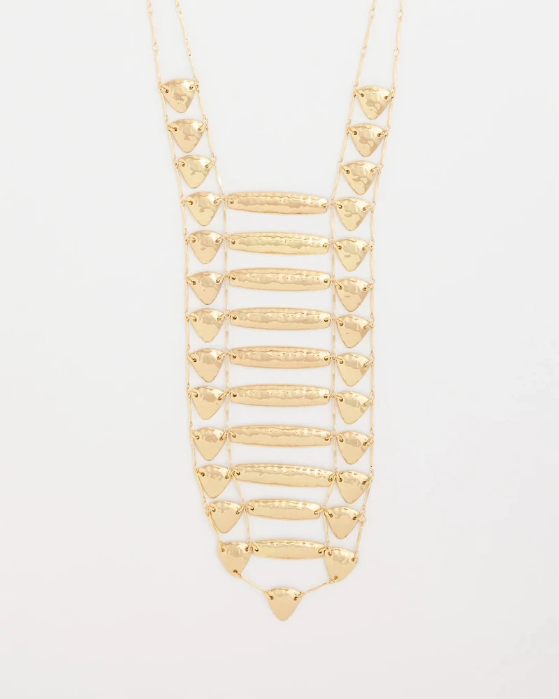 Golden Textured Bib Necklace
