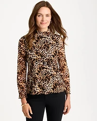 Cheetah Print Lace Mockneck Top