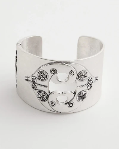 Silver Tone Cuff Hinge Bracelet