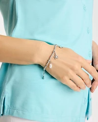 Beachy Silvertone Stretch Charm Bracelet