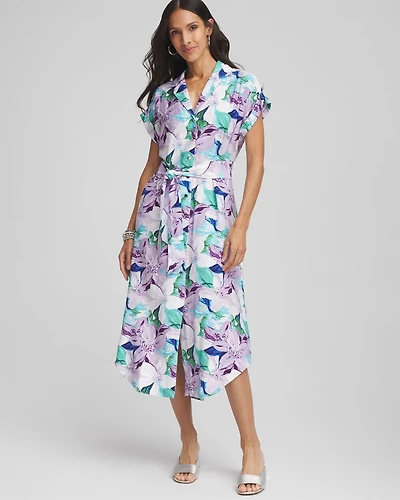 Hammered Rayon Midi Shirtdress