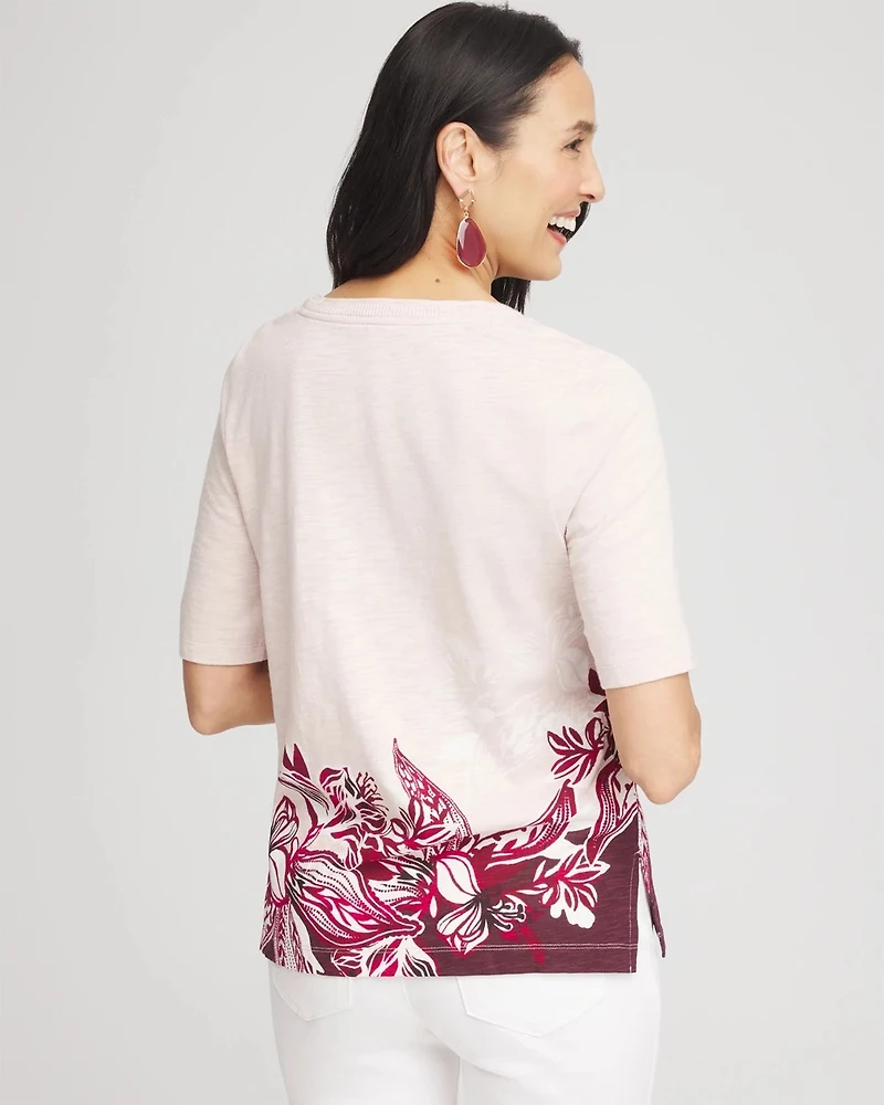 Floral Slub Scoop Neck Tee